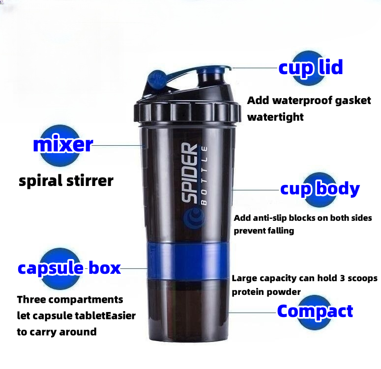 Spiral Oscillating Spring Fitness Milkshake Shaker Cup 500ml