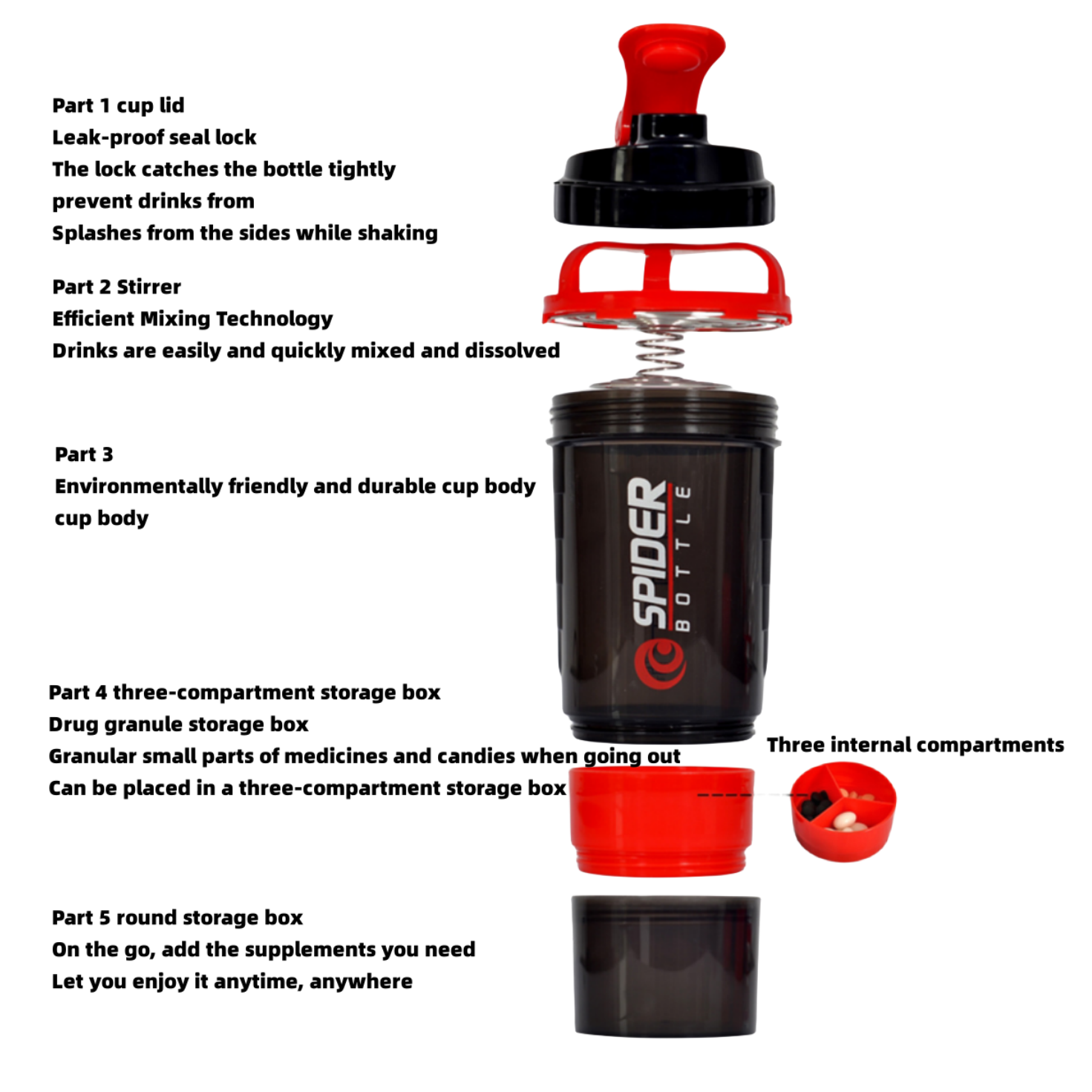 Spiral Oscillating Spring Fitness Milkshake Shaker Cup 500ml