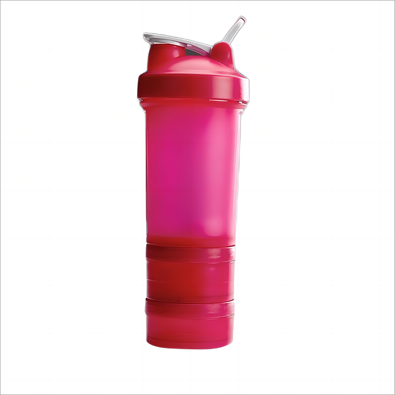 Sports Fitness Plastic Three-Layer Shaker Cup With Pill Box Protein Powder Plastic / 500ml