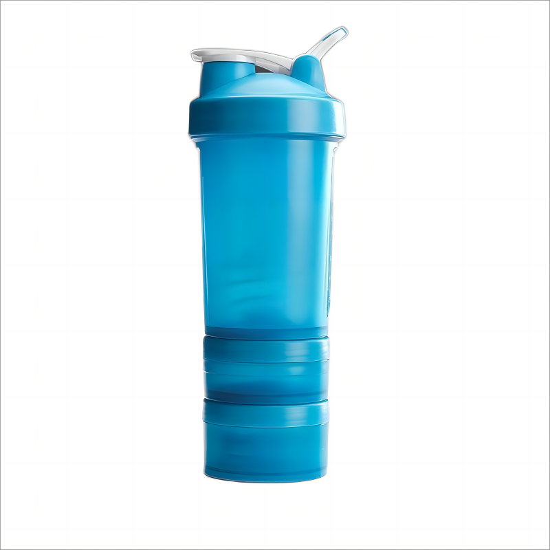Sports Fitness Plastic Three-Layer Shaker Cup With Pill Box Protein Powder Plastic / 500ml
