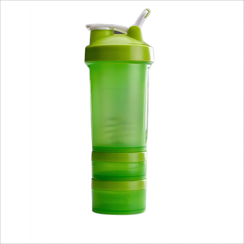 Sports Fitness Plastic Three-Layer Shaker Cup With Pill Box Protein Powder Plastic / 500ml