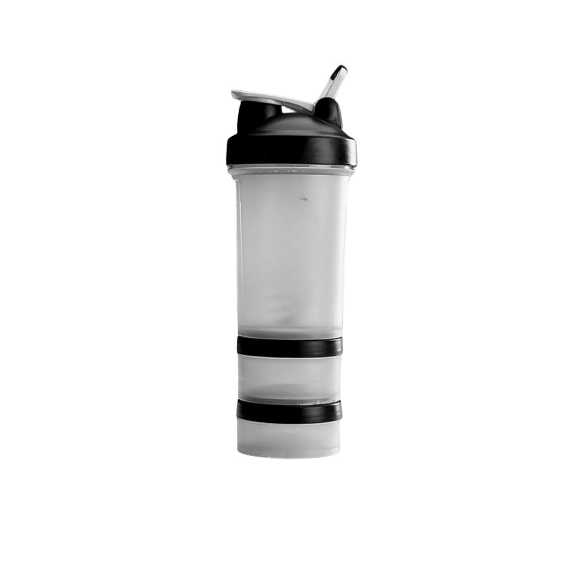 Sports Fitness Plastic Three-Layer Shaker Cup With Pill Box Protein Powder Plastic / 500ml