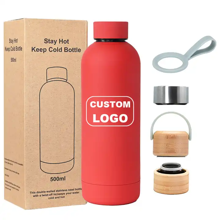 custom logo 500ml sports thermos stainless steel double wall vaccum thermal flask rubber paint matte bicycle water bottle