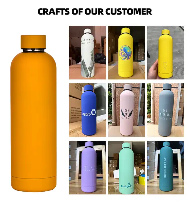 custom logo 500ml sports thermos stainless steel double wall vaccum thermal flask rubber paint matte bicycle water bottle