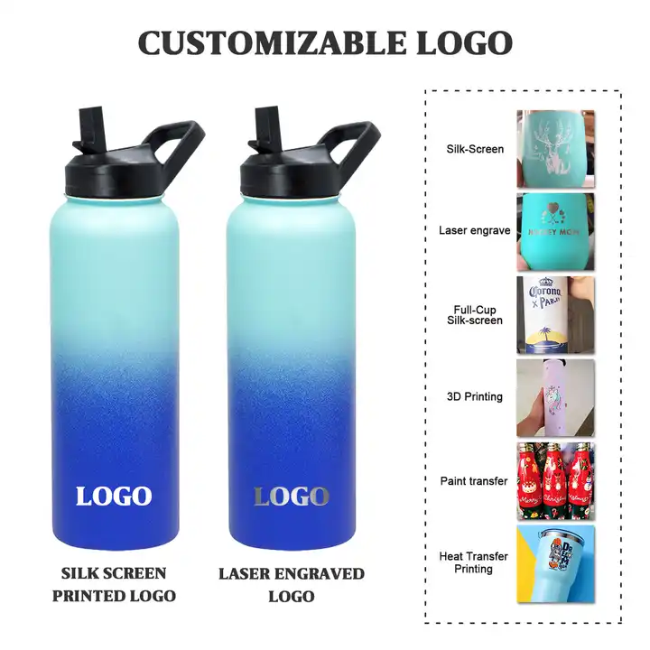 new design water bottle stainless steel flask sports bottle with handle lid 12oz 32oz 40oz 64oz