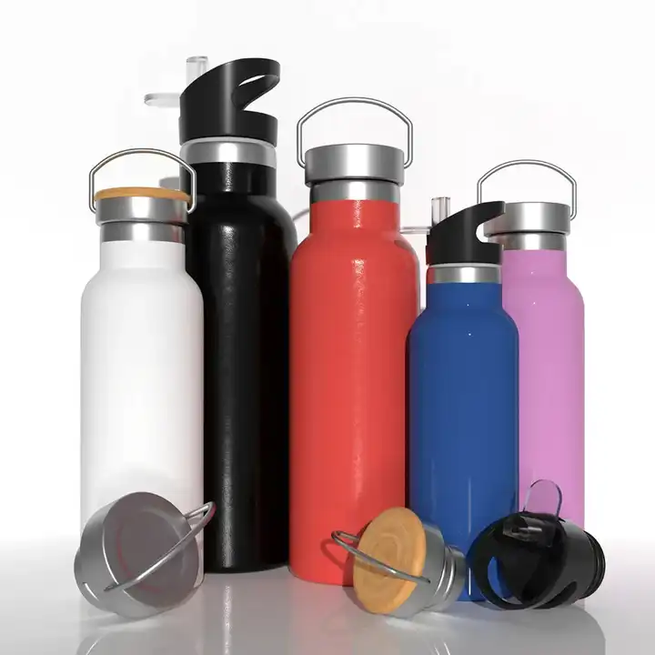 customized 3 lids free sample water bottles double wall vacuum insulated stainless steel tumbler with logo