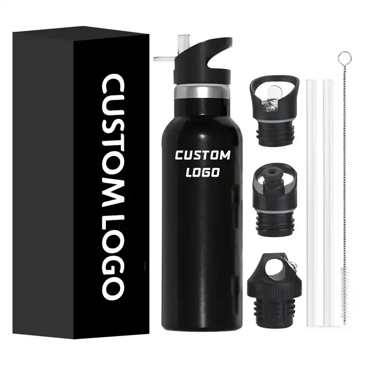 customized 3 lids free sample water bottles double wall vacuum insulated stainless steel tumbler with logo