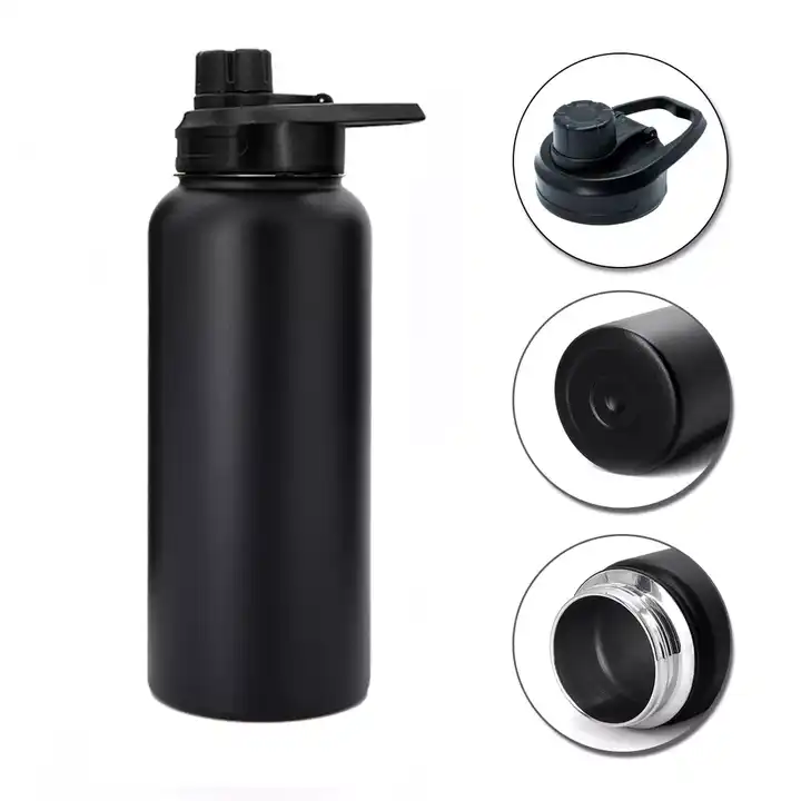 custom logo double wall vacuum insulated metal flask wide mouth gym sports drinking water bottle
