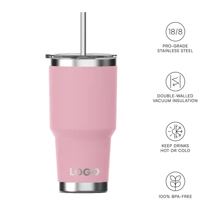 tumbler with Lids and straws insulated coffee mug water cup | 30oz