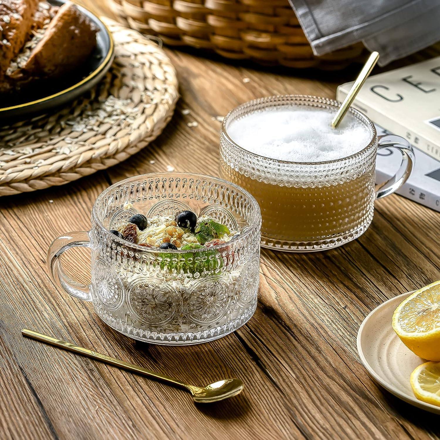 Retro glass coffee cup |14 oz