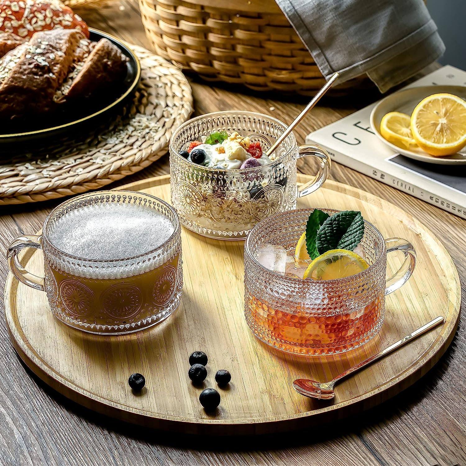 Retro glass coffee cup |14 oz
