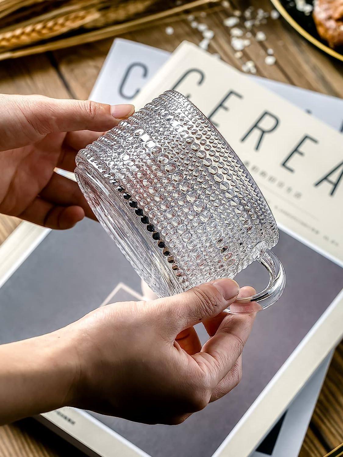 Retro glass coffee cup |14 oz
