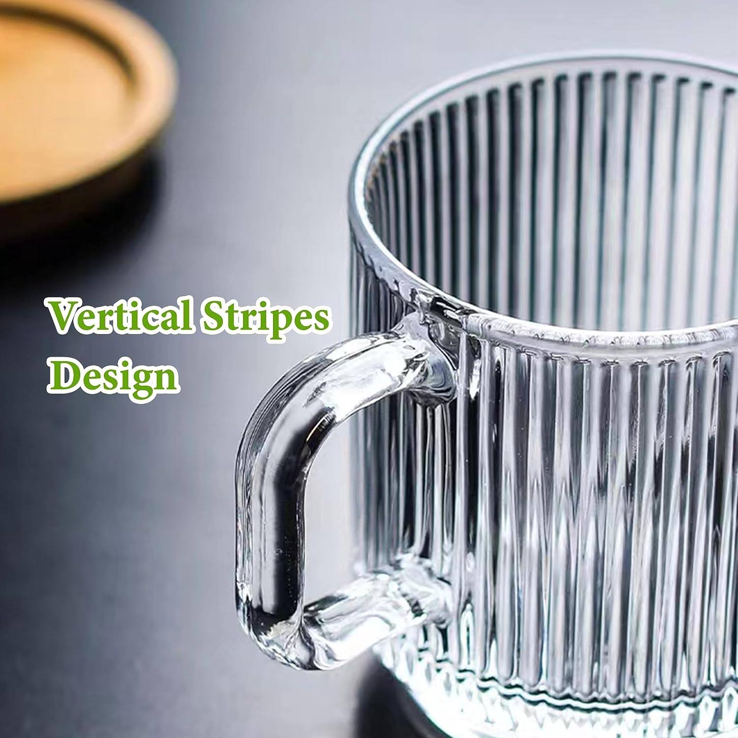 2 glass coffee cups with handle and spoon| 12oz