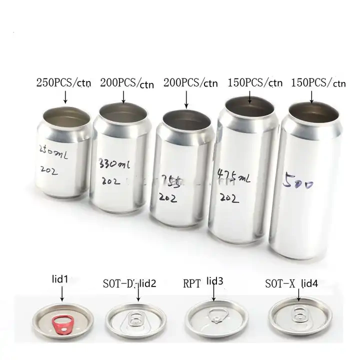 202 easy open aluminum 330ml customized printing beer beverage can with Lids food jars