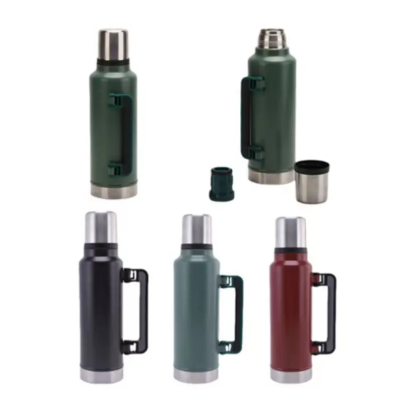 vacuum insulated wide mouth travel green bottle steel thermos flask | 43oz