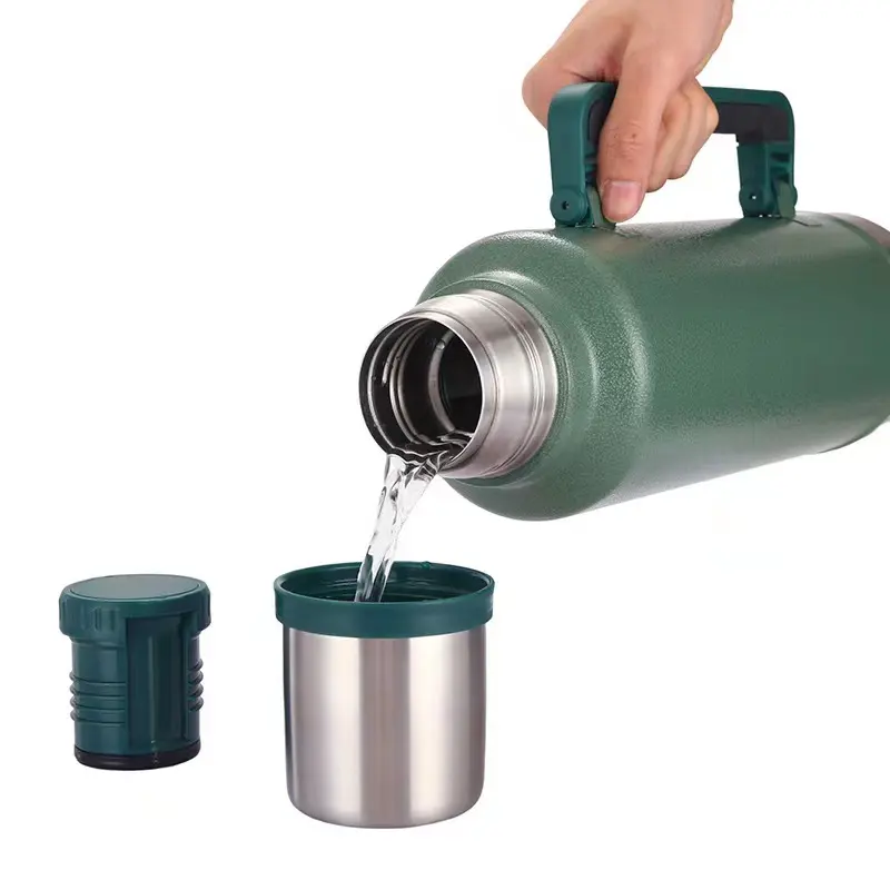 vacuum insulated wide mouth travel green bottle steel thermos flask | 43oz