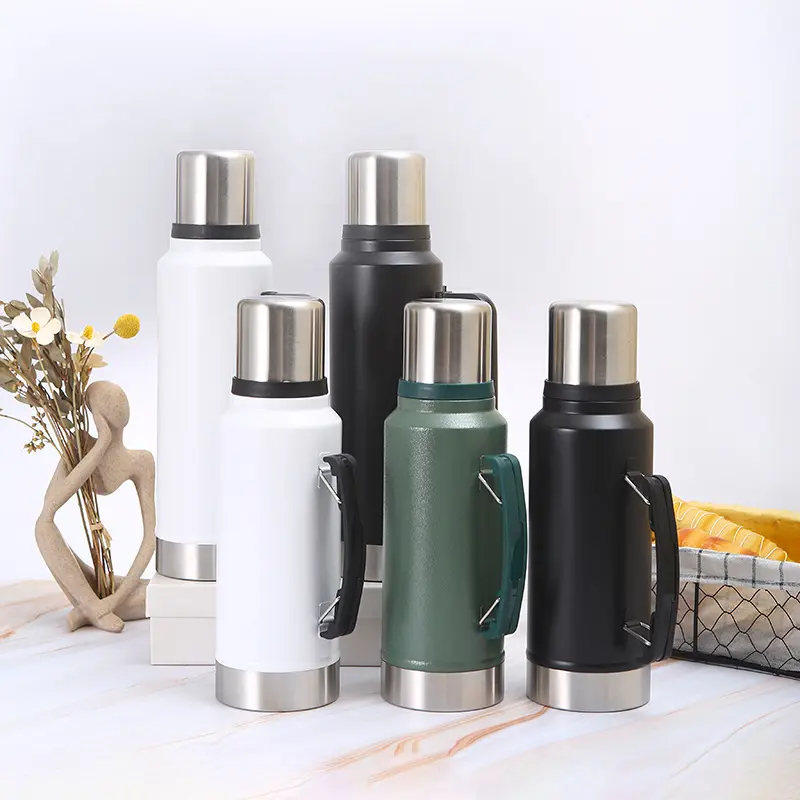 thermal water bottle vacuum flask with handle lid | 16oz